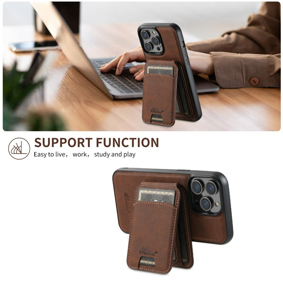 iPhone case Anti drop 2-in-1 card insertion case protective cover - Brown_2